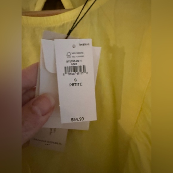Banana Republic yellow white lightweight short sleeve top S petite NWT - Picture 4 of 5